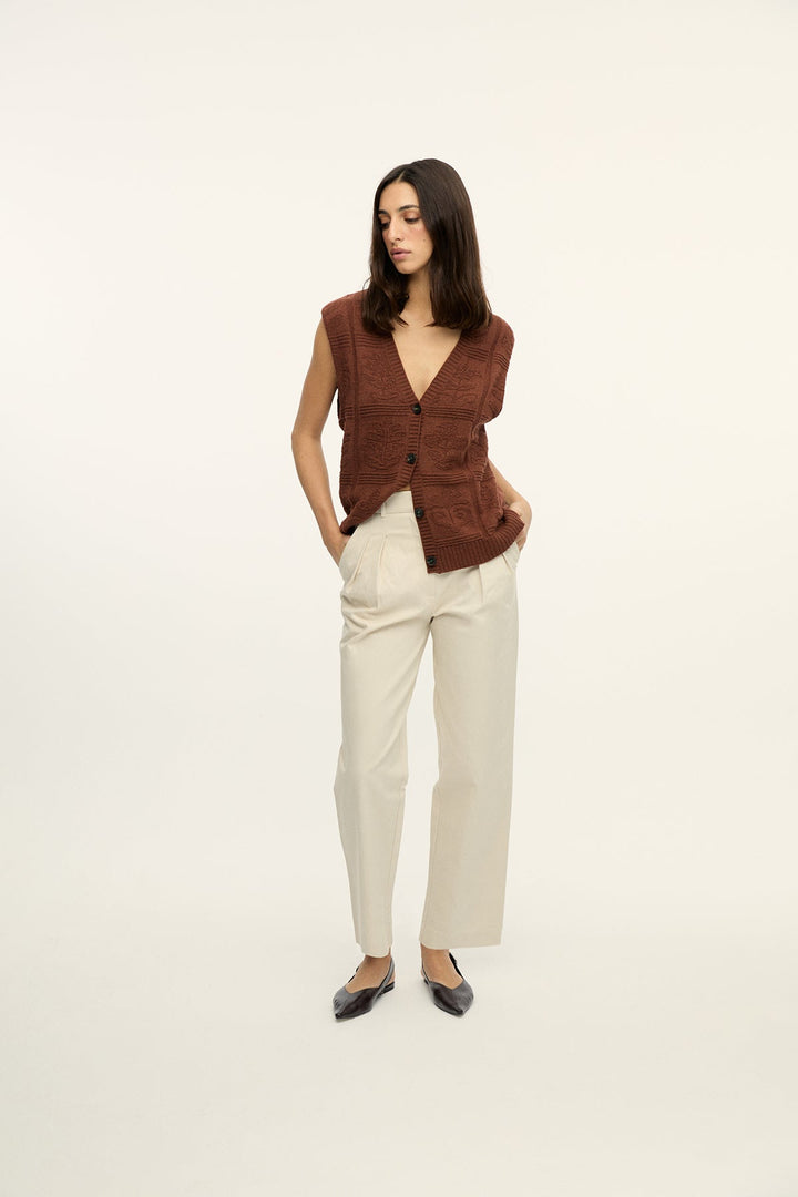 FERNAND - CASHMERE BLENDED VEST - CINNAMON BROWN
