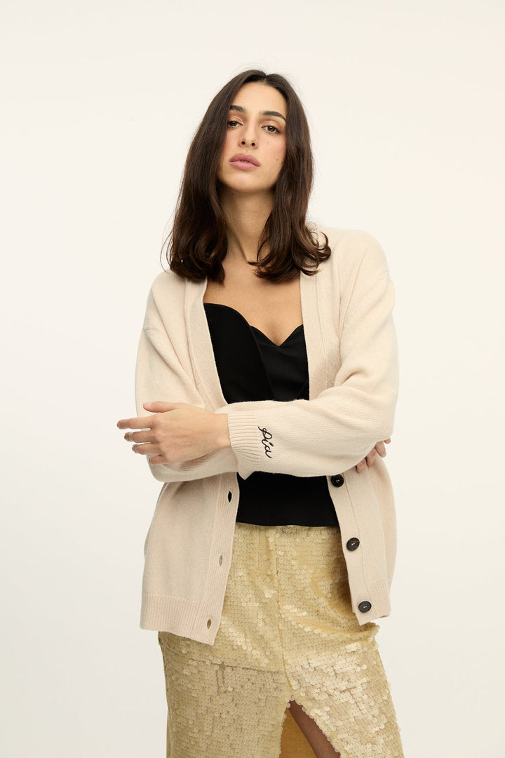 DORA - CASHMERE BLENDED CARDIGAN - ECRU