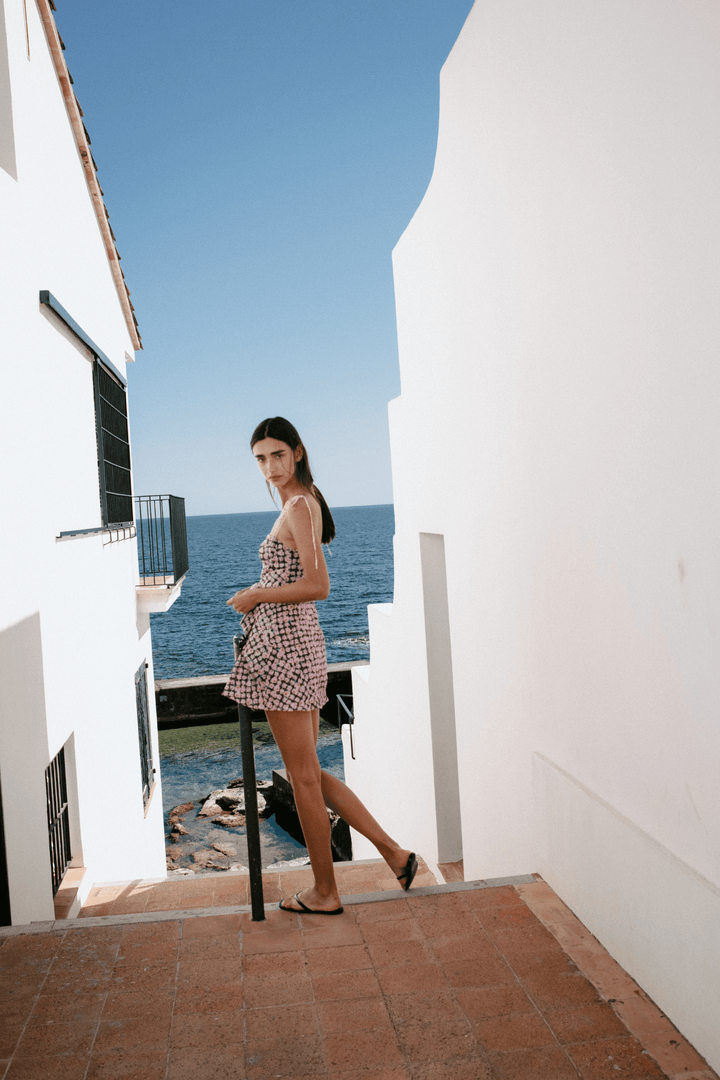 COAST - FLORAL PRINTED FRONT-TIE ASYMMETRIC SHORT DRESS - MODULAR BLOOM PINK