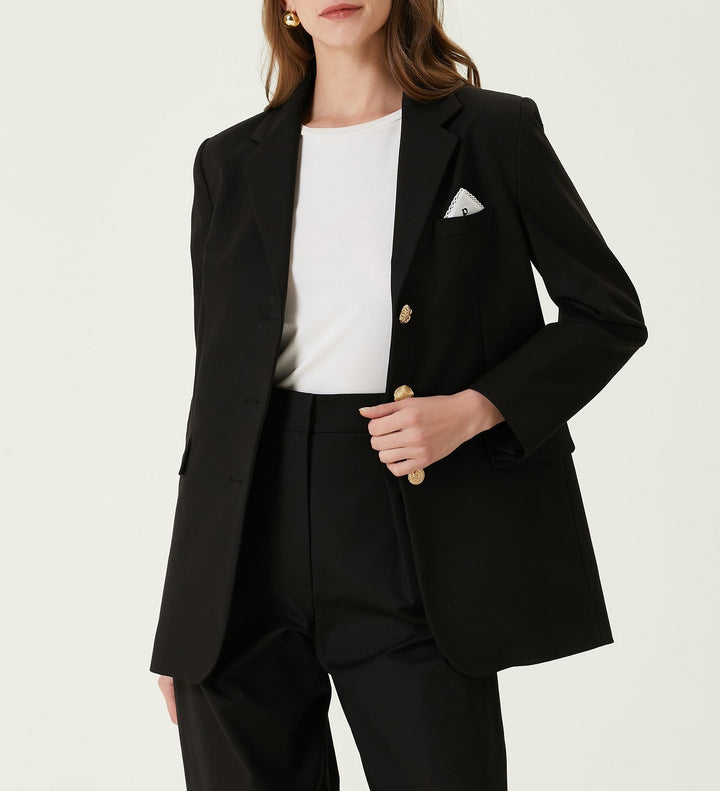 Mars - 3 Button Black Blazer Jacket