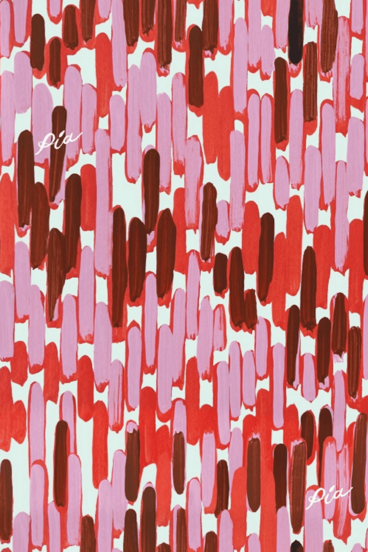 LINA - PRINTED MINI DRESS - VERTICAL GEOMETRIC RED PINK