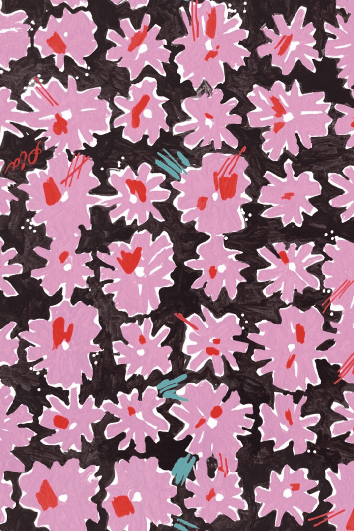 YAZZ - FLORAL PRINTED ANKLE LENGHT PANTS WITH SIDE POCKETS - MODULAR BLOOM PINK