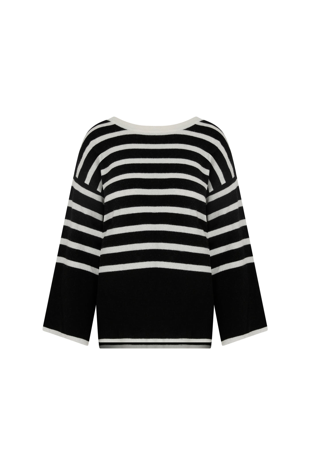 Tete - Open Back Cashmere Blended Black & White Striped Sweater