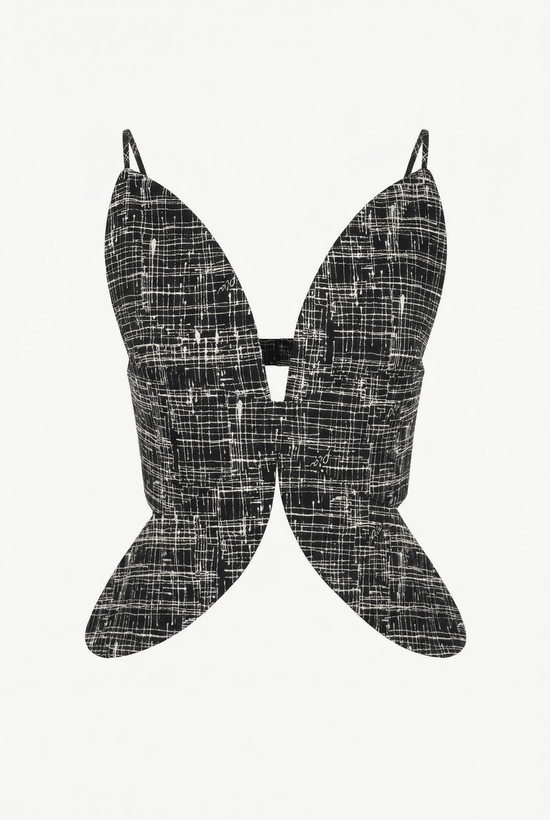 DAISY - ICONIC FLORAL SHAPE CUTOUT TOP - CROSSED LINES BLACK
