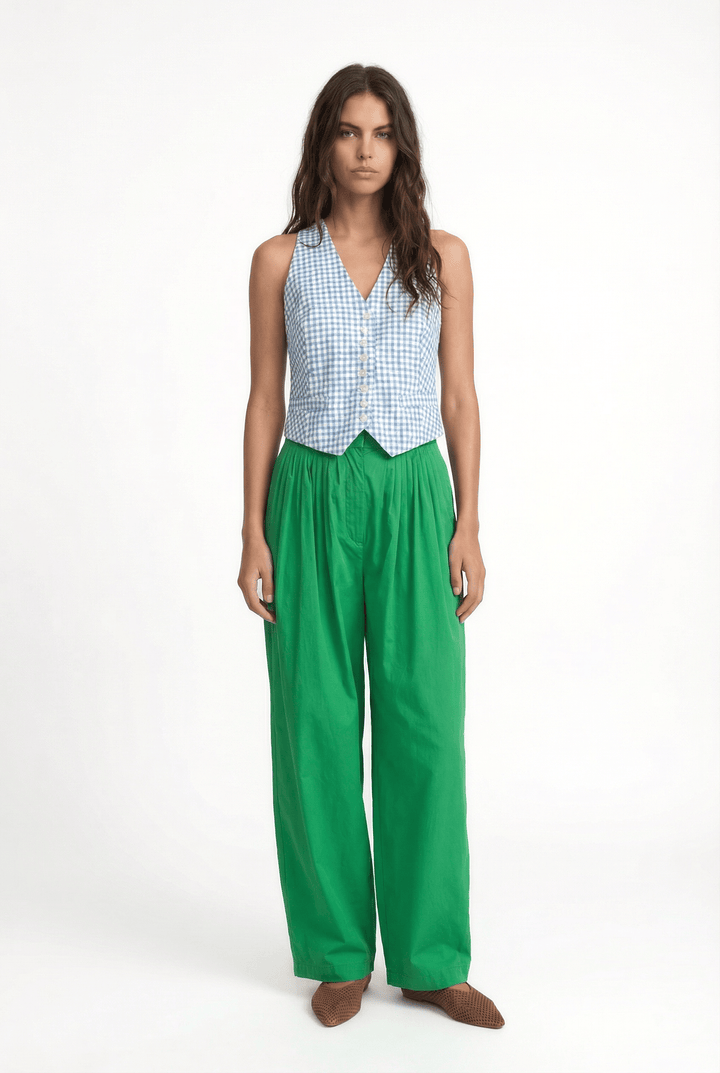 MAYA - OPEN BACK WAISTCOAT - BLUE PLAID