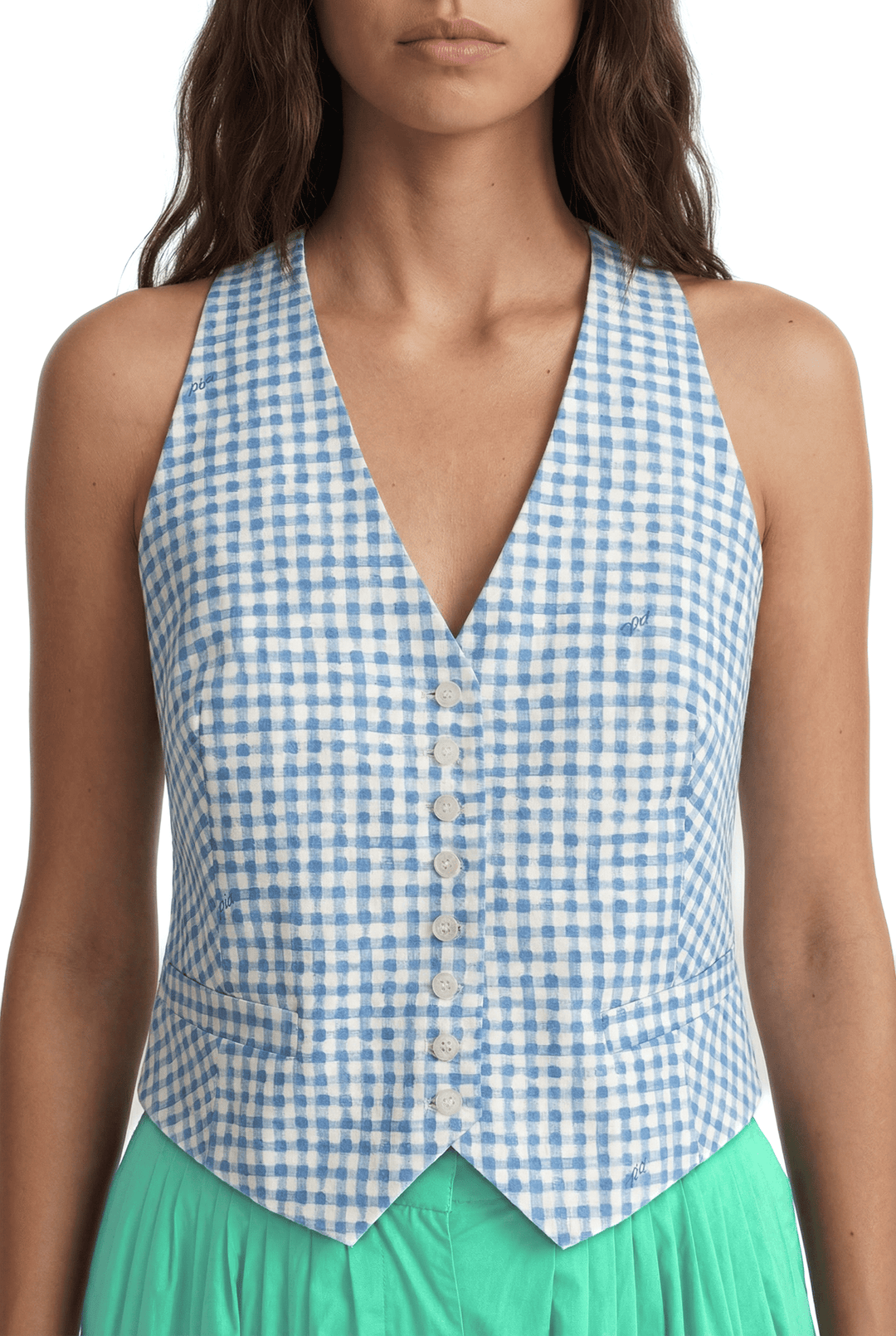 MAYA - OPEN BACK WAISTCOAT - BLUE PLAID