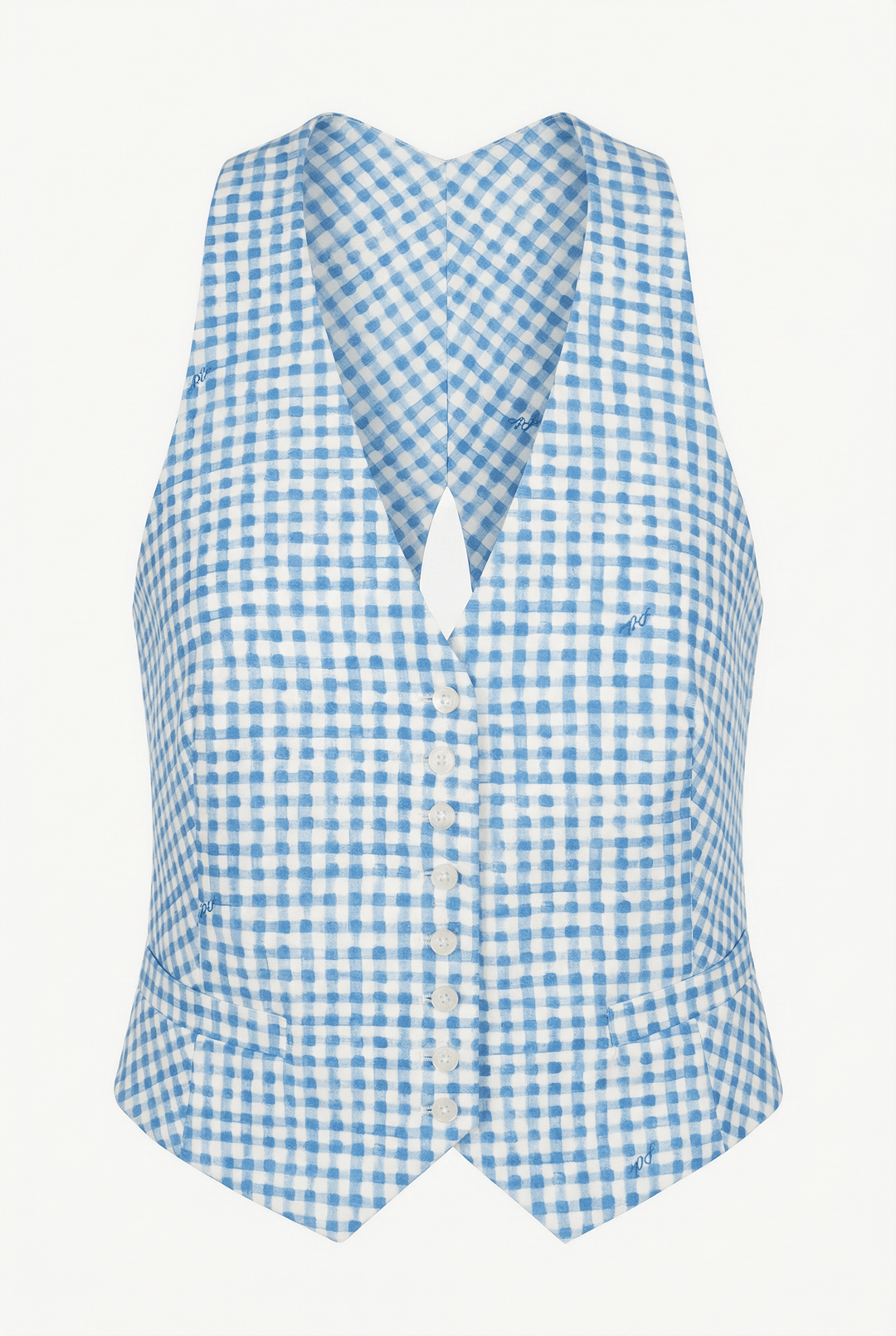 MAYA - OPEN BACK WAISTCOAT - BLUE PLAID