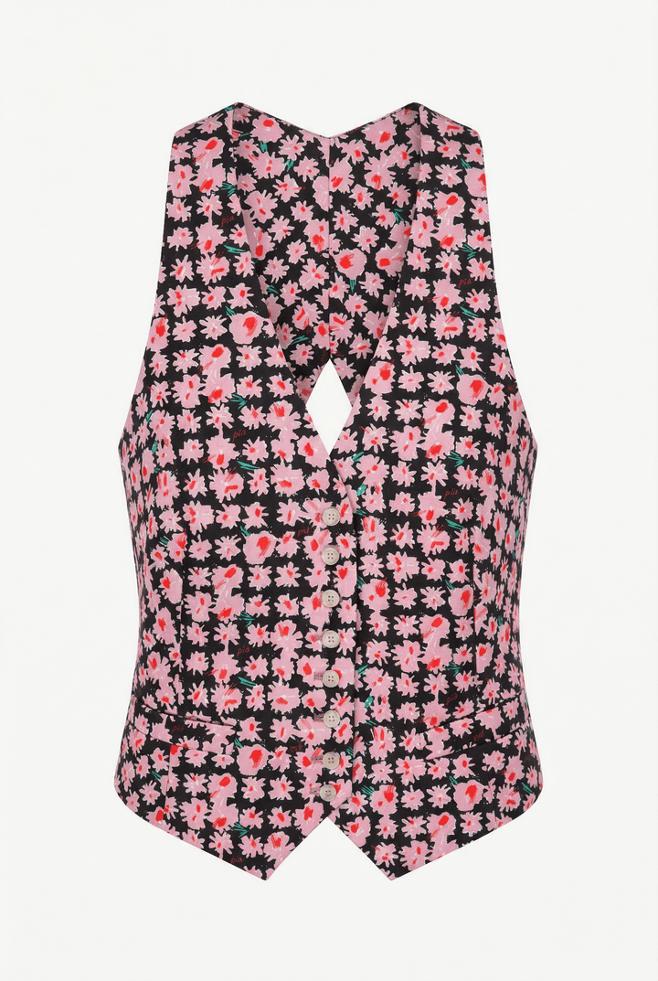 MAYA - OPEN BACK WAISTCOAT - MODULAR BLOOM PINK