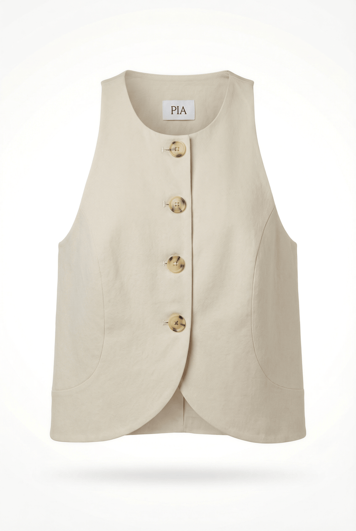 JUAN - MODERN BUTTONED VEST - BEIGE