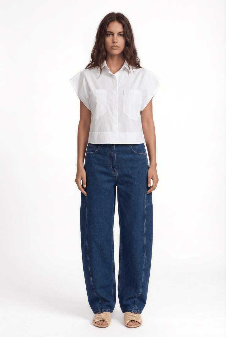 ENNA - POCKET CROPPED SHIRT - WHITE