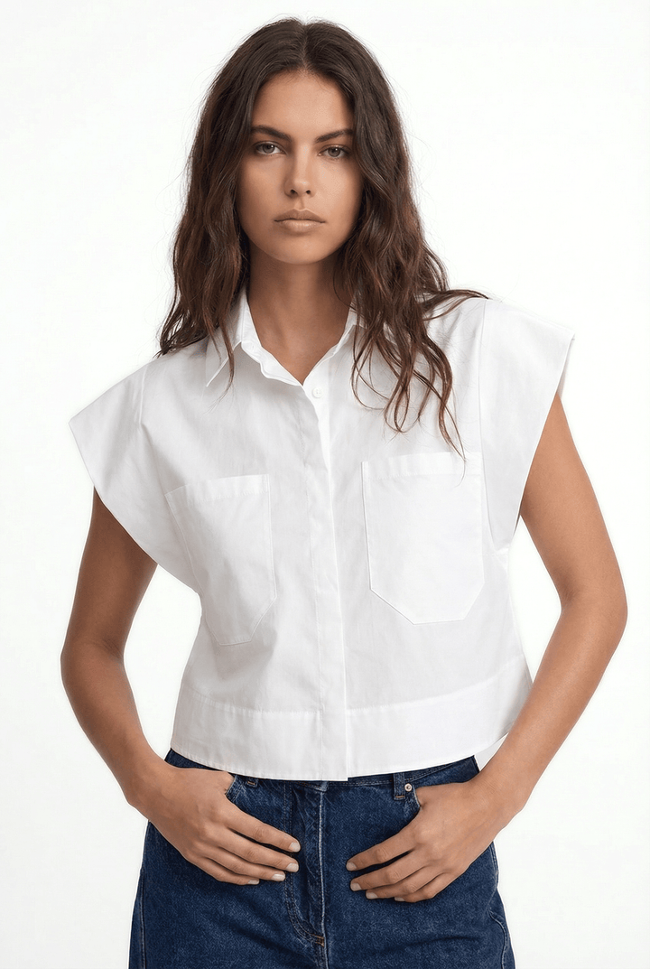 ENNA - POCKET CROPPED SHIRT - WHITE