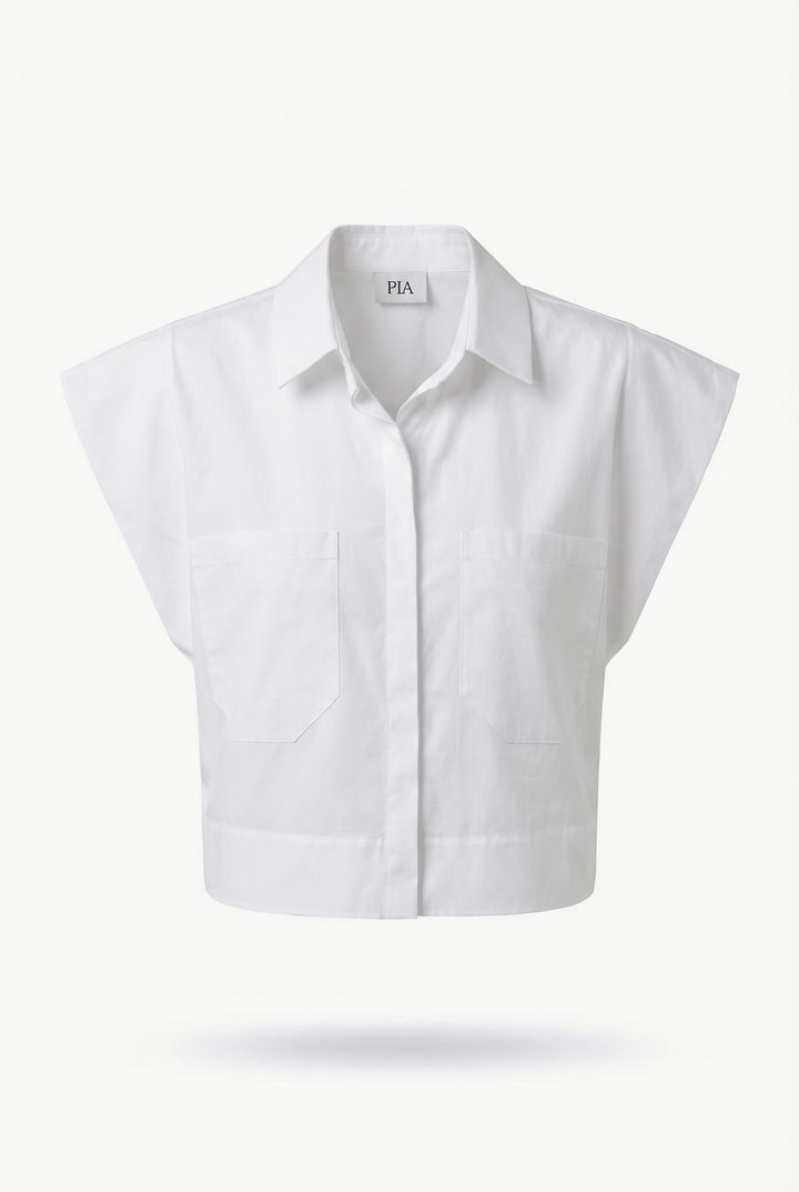 ENNA - POCKET CROPPED SHIRT - WHITE