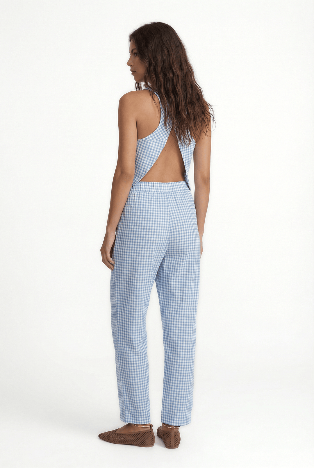 YAZZ - BLUE PLAID ANKLE LENGHT PANTS WITH SIDE POCKETS - BLUE PLAID