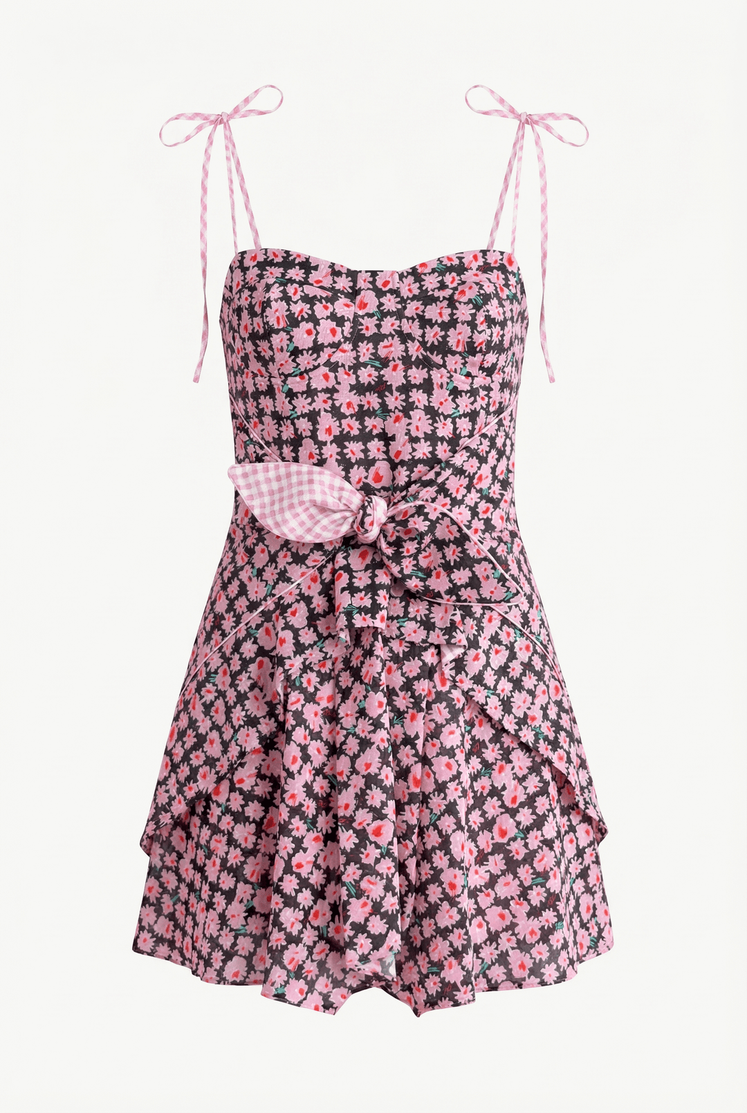COAST - FLORAL PRINTED FRONT-TIE ASYMMETRIC SHORT DRESS - MODULAR BLOOM PINK