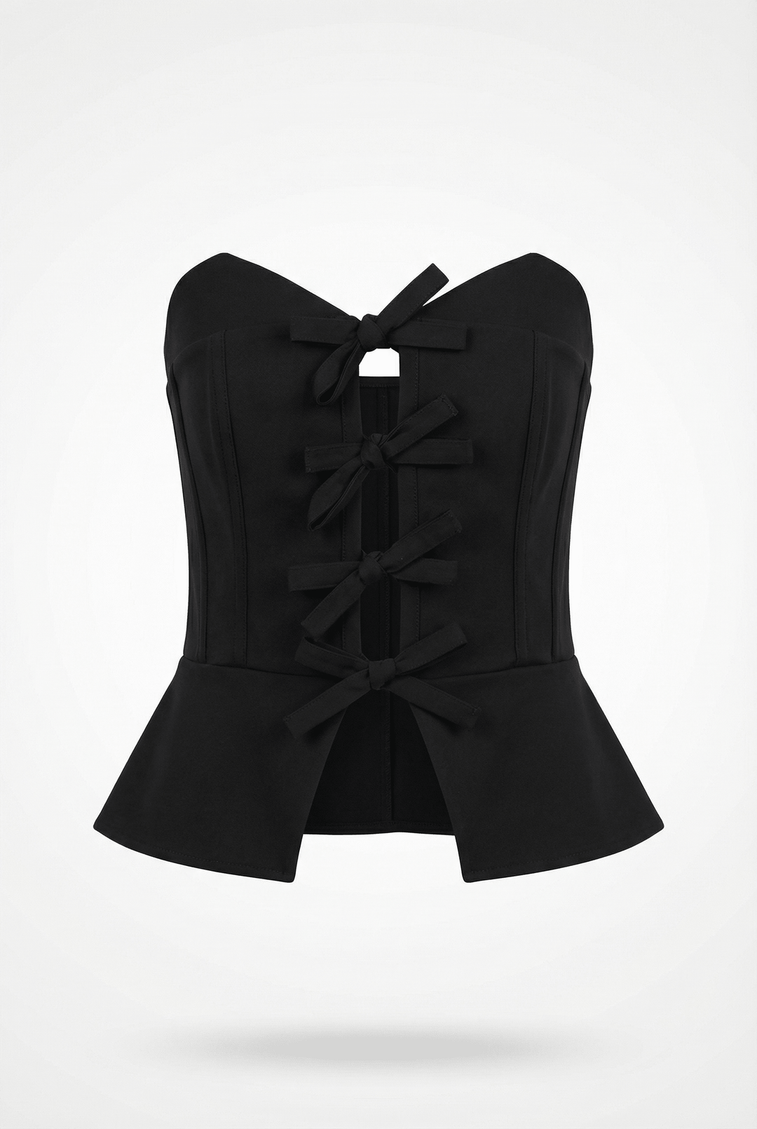 VERA - FRONT-TIE STRAPLESS BUSTIER - BLACK