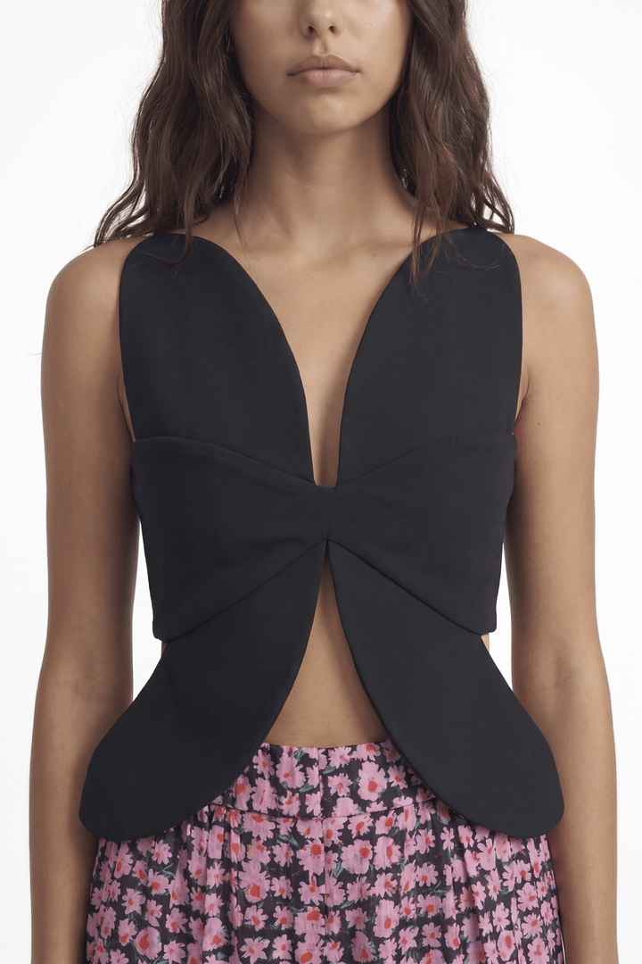 Daisy - Iconic Floral Shape Cutout Top - Black