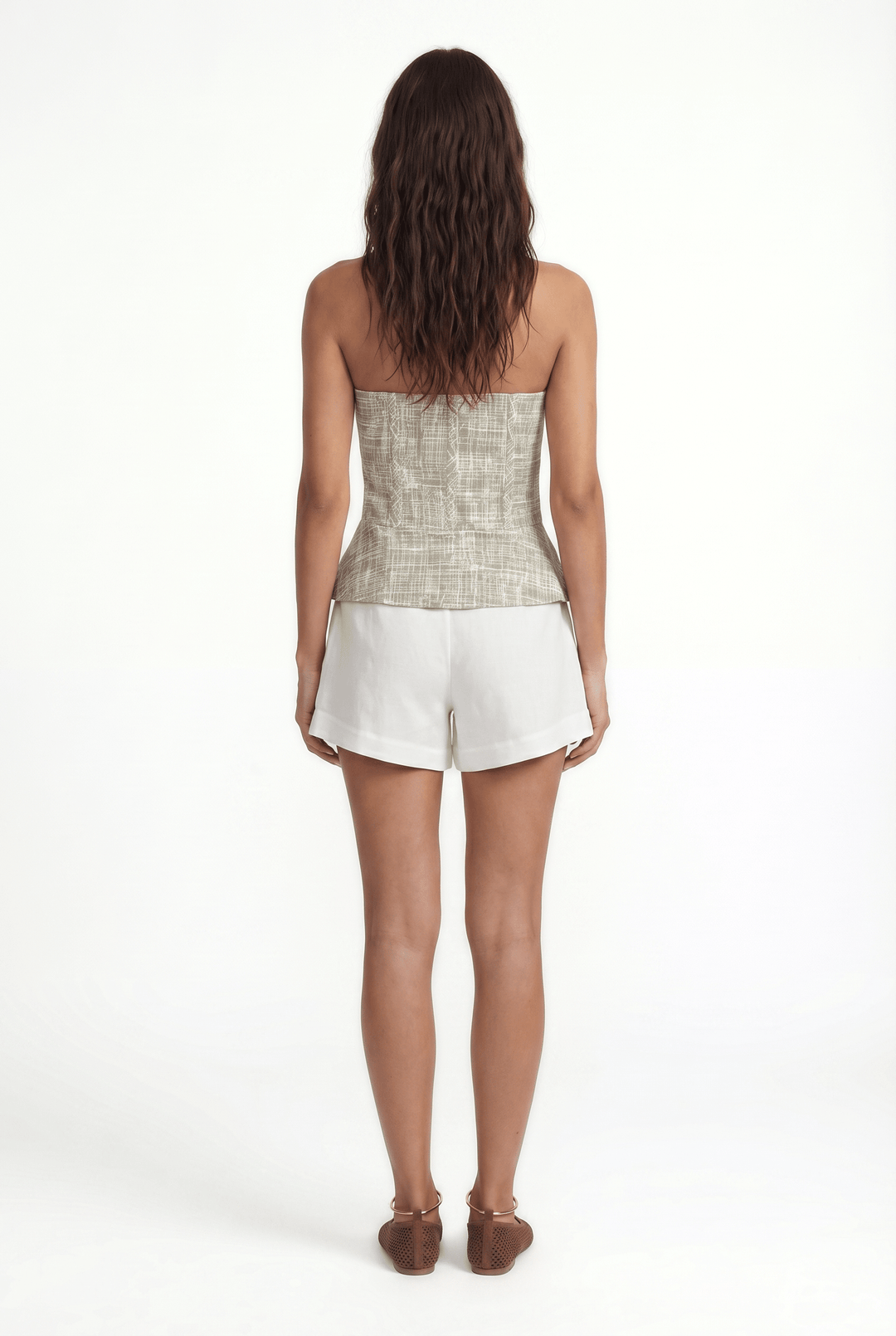 FABIANA - FRONT PLEATED WIDE-LEG CUT SHORTS - OFF WHITE