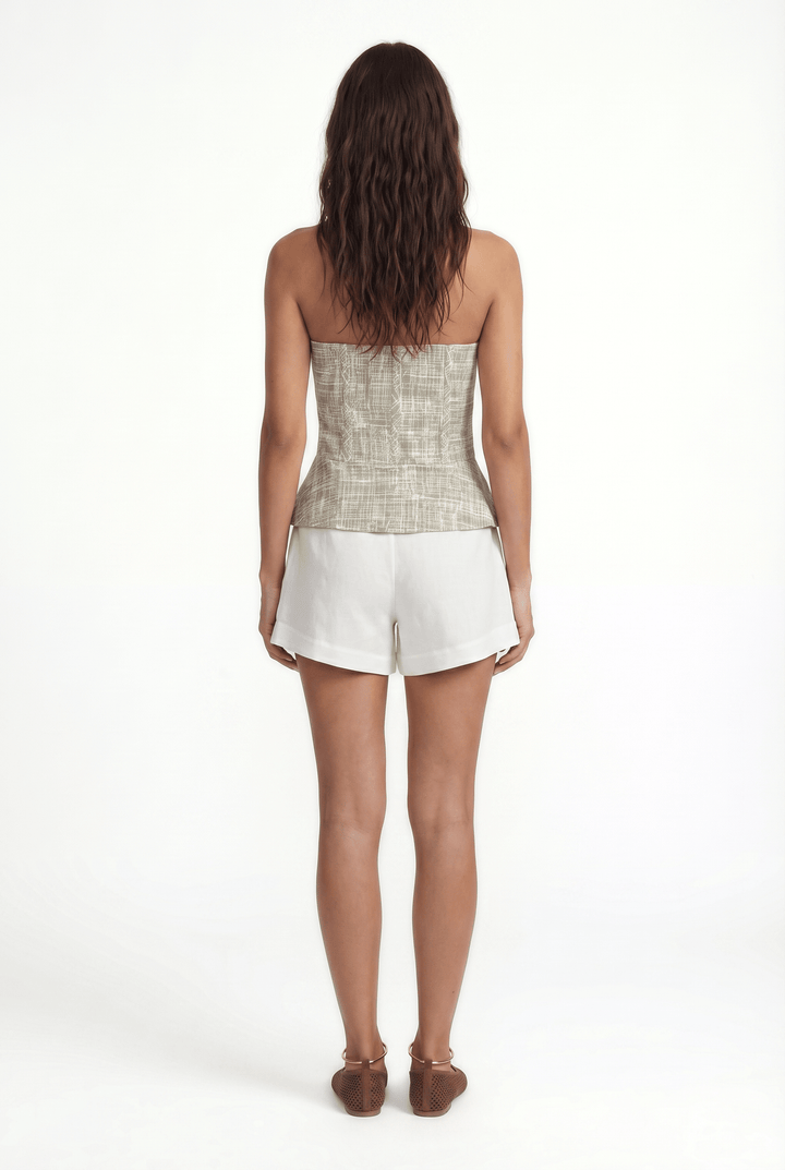 FABIANA - FRONT PLEATED WIDE-LEG CUT SHORTS - OFF WHITE