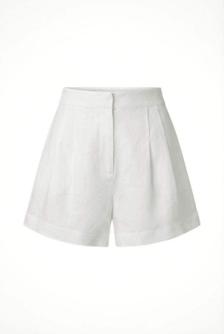 FABIANA - FRONT PLEATED WIDE-LEG CUT SHORTS - OFF WHITE