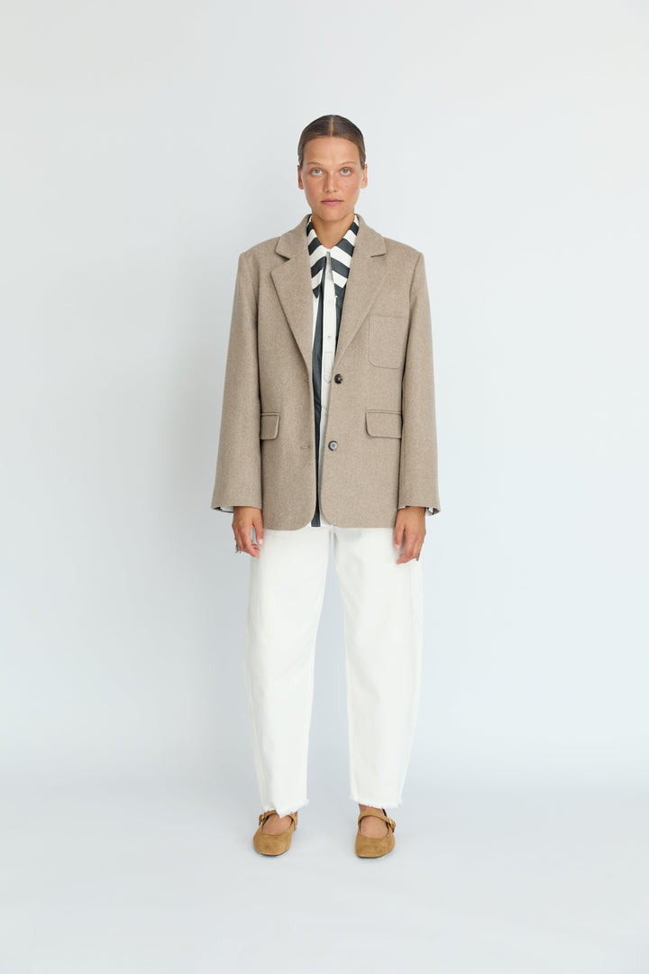 BELLA - LONG COLLAR SHIRT WITH EPALLETS ANTHRACITE WHITE STRIPE