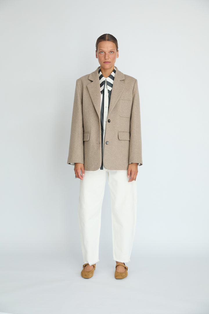 BELLA - LONG COLLAR SHIRT WITH EPALLETS ANTHRACITE WHITE STRIPE