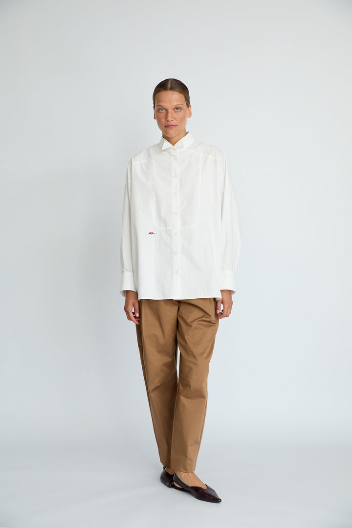 BIMBA - OVERSIZED COLLAR DETAIL EMBROIDERED SHIRT - WHITE
