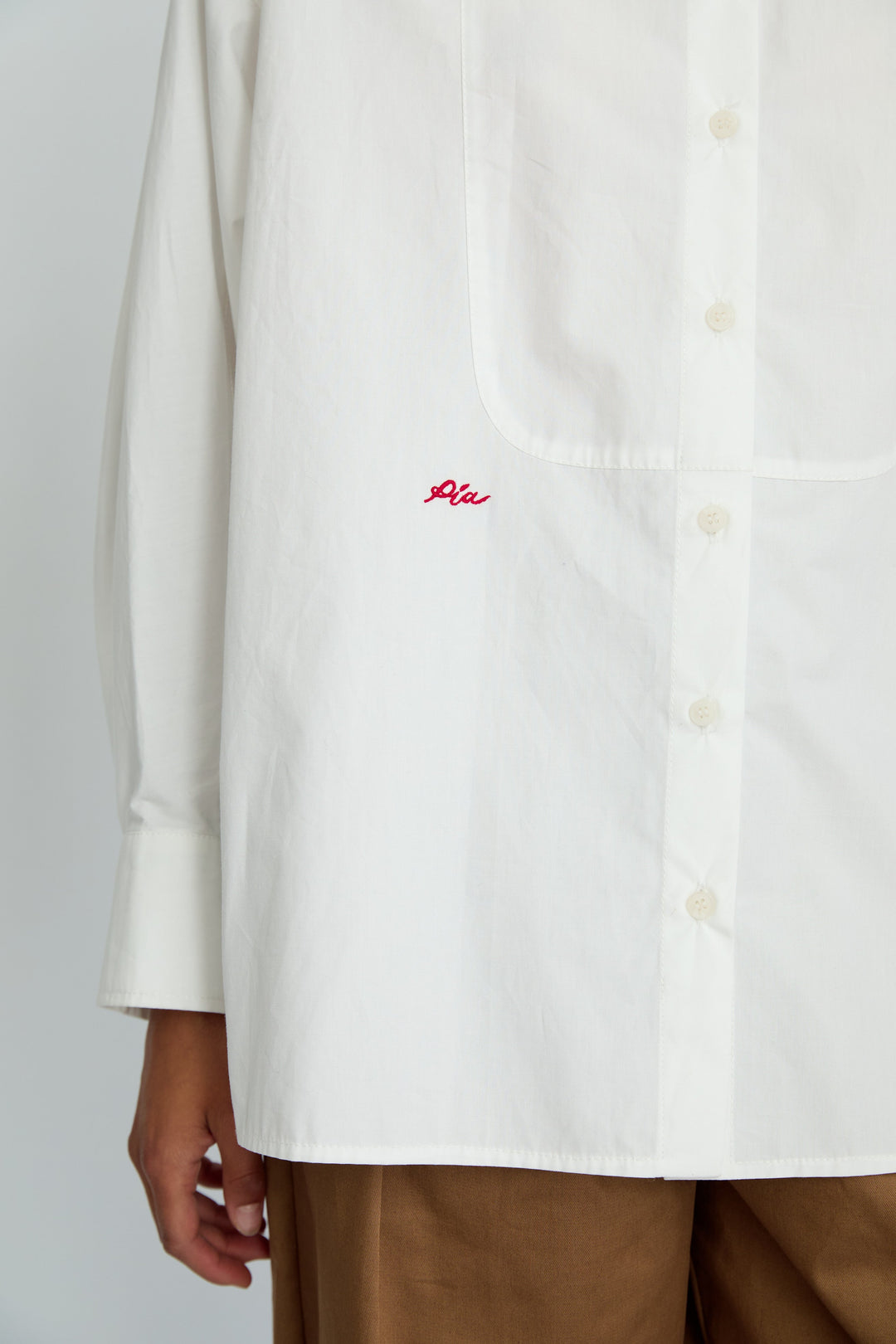 BIMBA - OVERSIZED COLLAR DETAIL EMBROIDERED SHIRT - WHITE