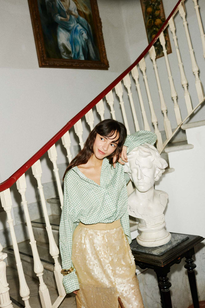 BELICIA - OVERSIZE SHIRT - GREEN PLAID
