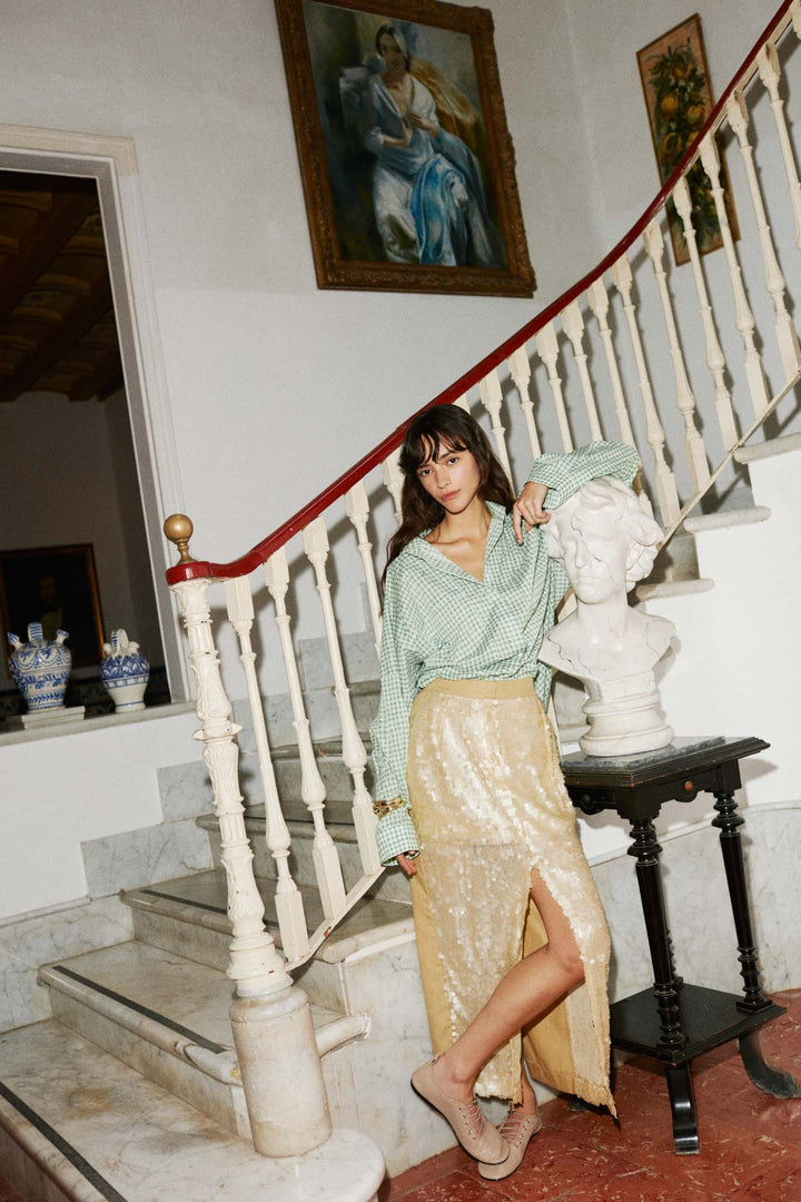 BELICIA - OVERSIZE SHIRT - GREEN PLAID