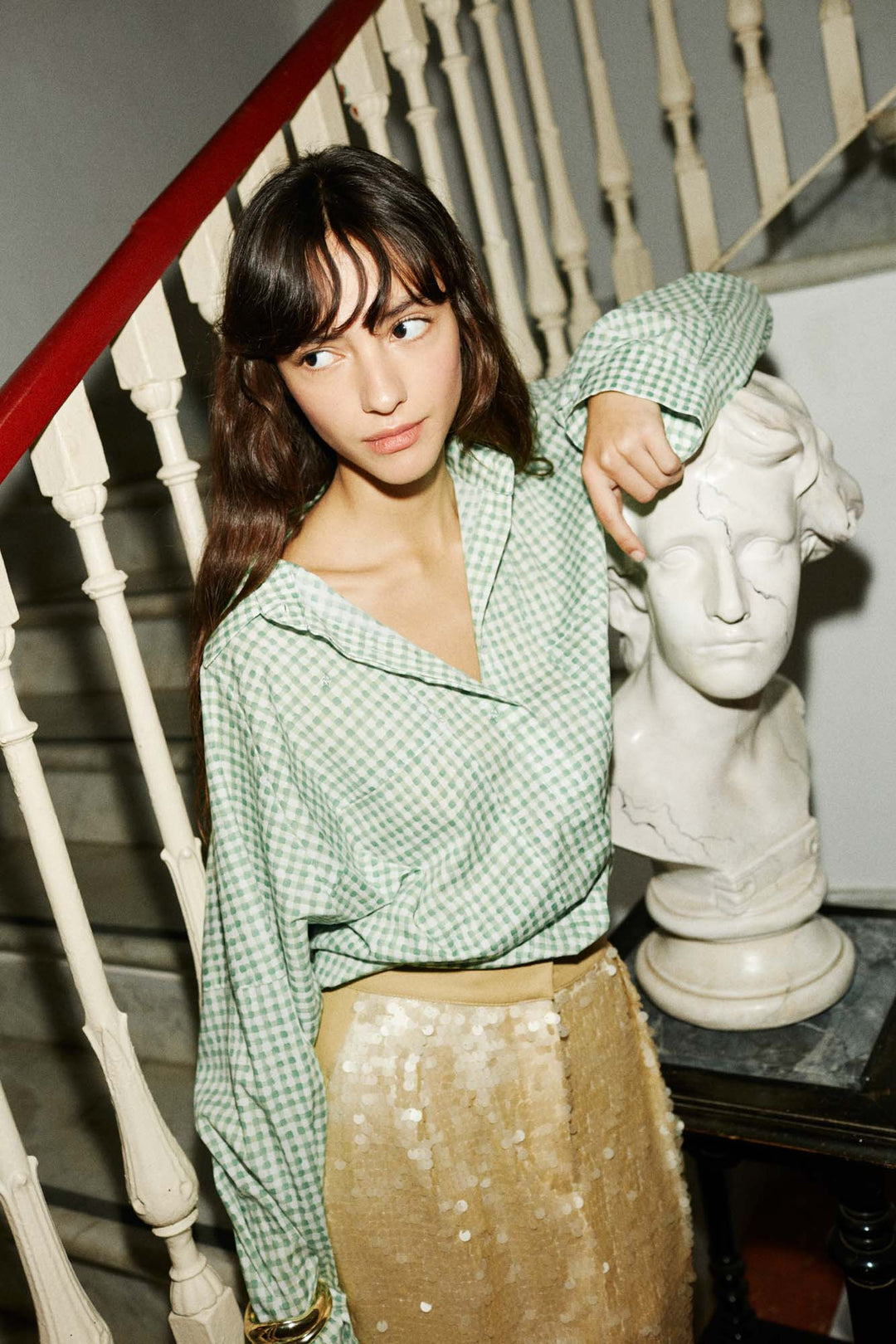 BELICIA - OVERSIZE SHIRT - GREEN PLAID