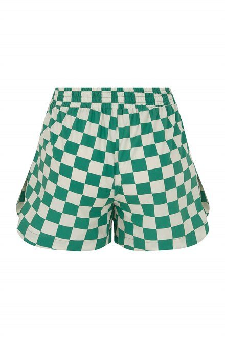 Marcela Elasticated Waistbanded Checked Cotton Short