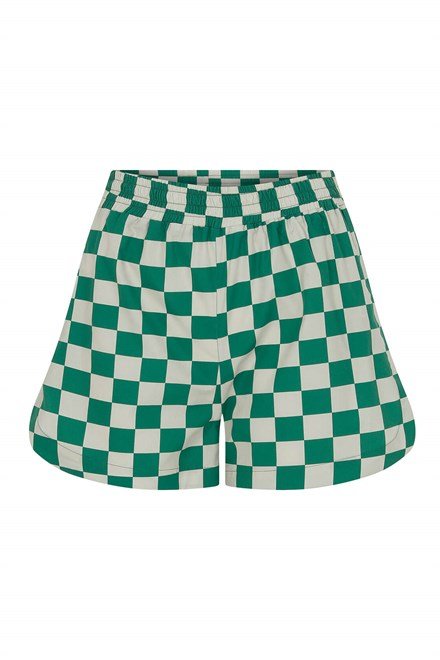 Marcela Elasticated Waistbanded Checked Cotton Short