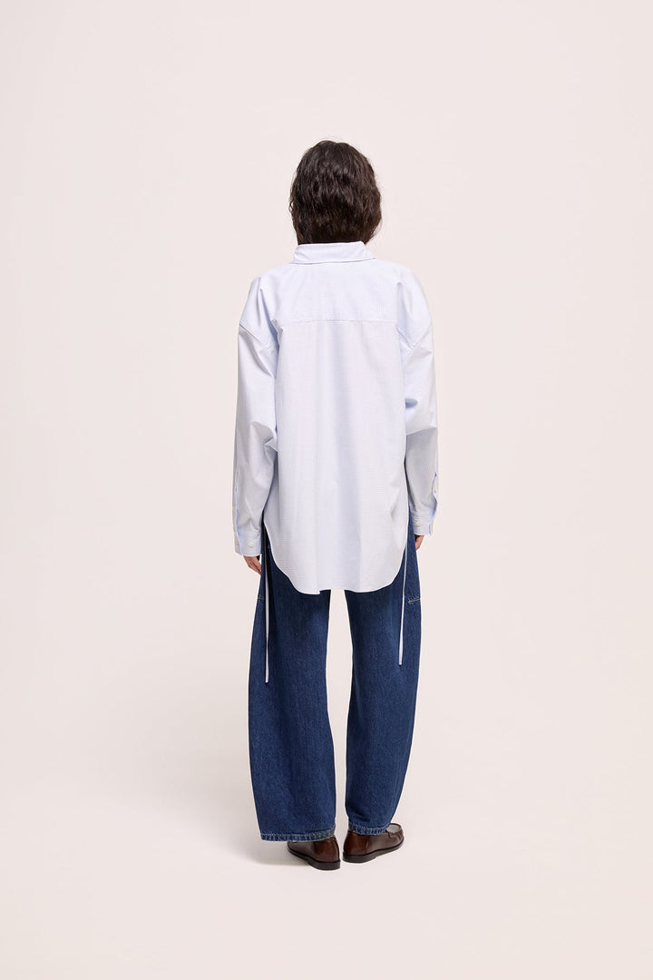 VERONA - LONG SLEEVE SHIRT WITH POCKETS - BLUE WHITE PLAID