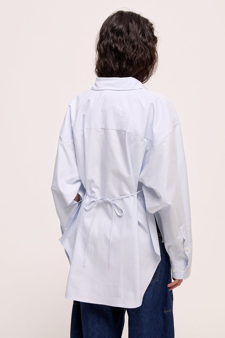 VERONA - LONG SLEEVE SHIRT WITH POCKETS - BLUE WHITE PLAID