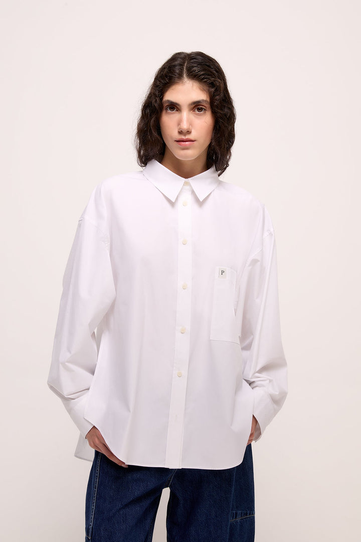 VERONA - LONG SLEEVE SHIRT WITH POCKETS - WHITE