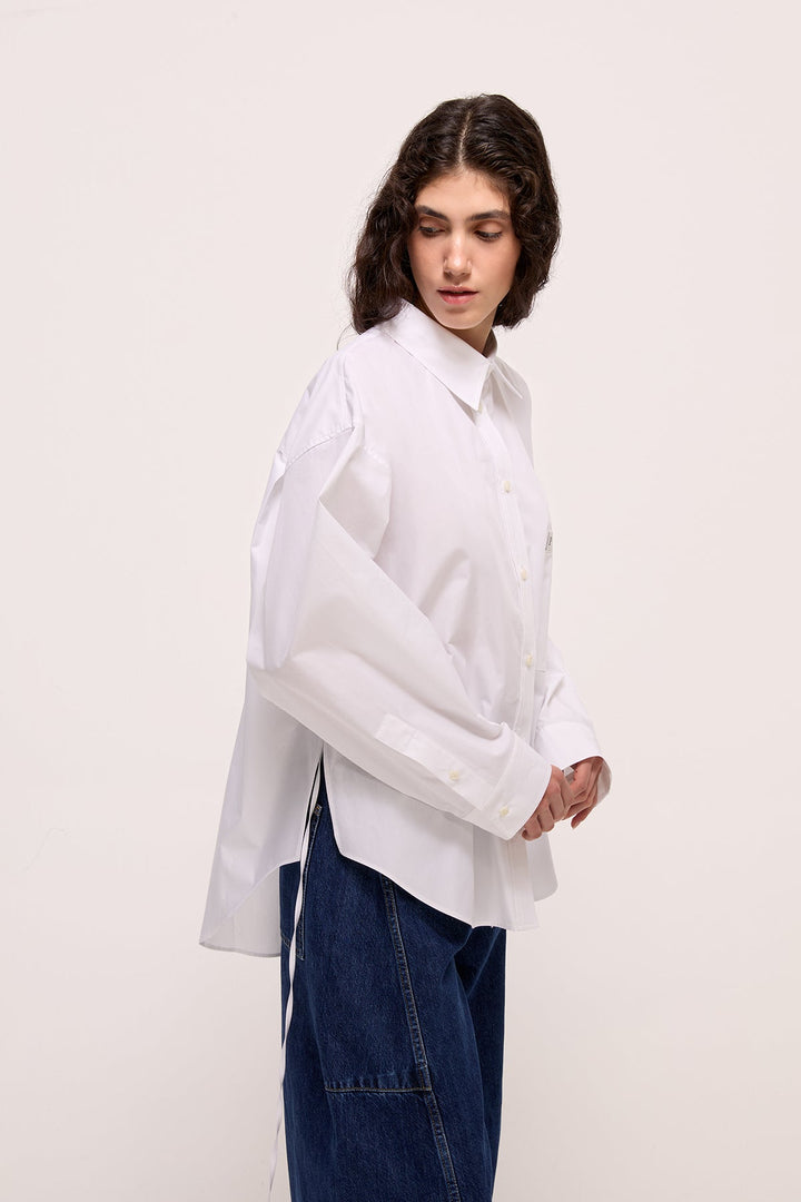 VERONA - LONG SLEEVE SHIRT WITH POCKETS - WHITE