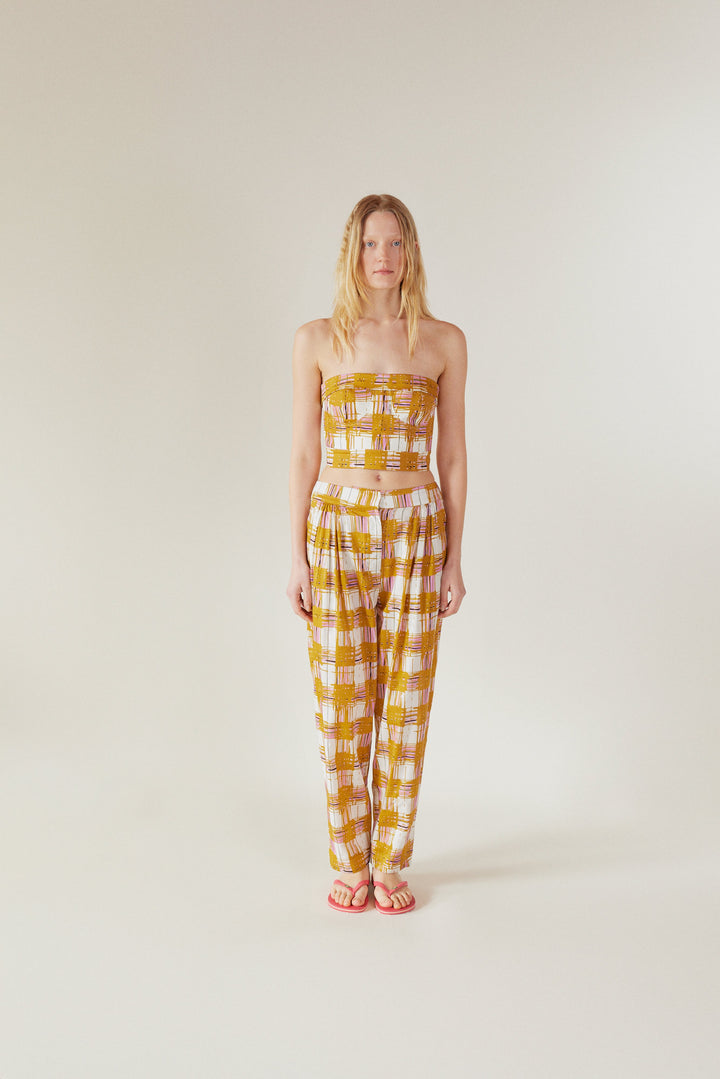 YAZ - Madras Printed Ankle Length Pants With Side Pockets