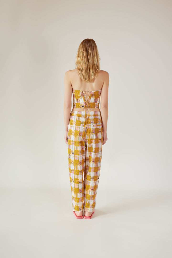 YAZ - Madras Printed Ankle Length Pants With Side Pockets