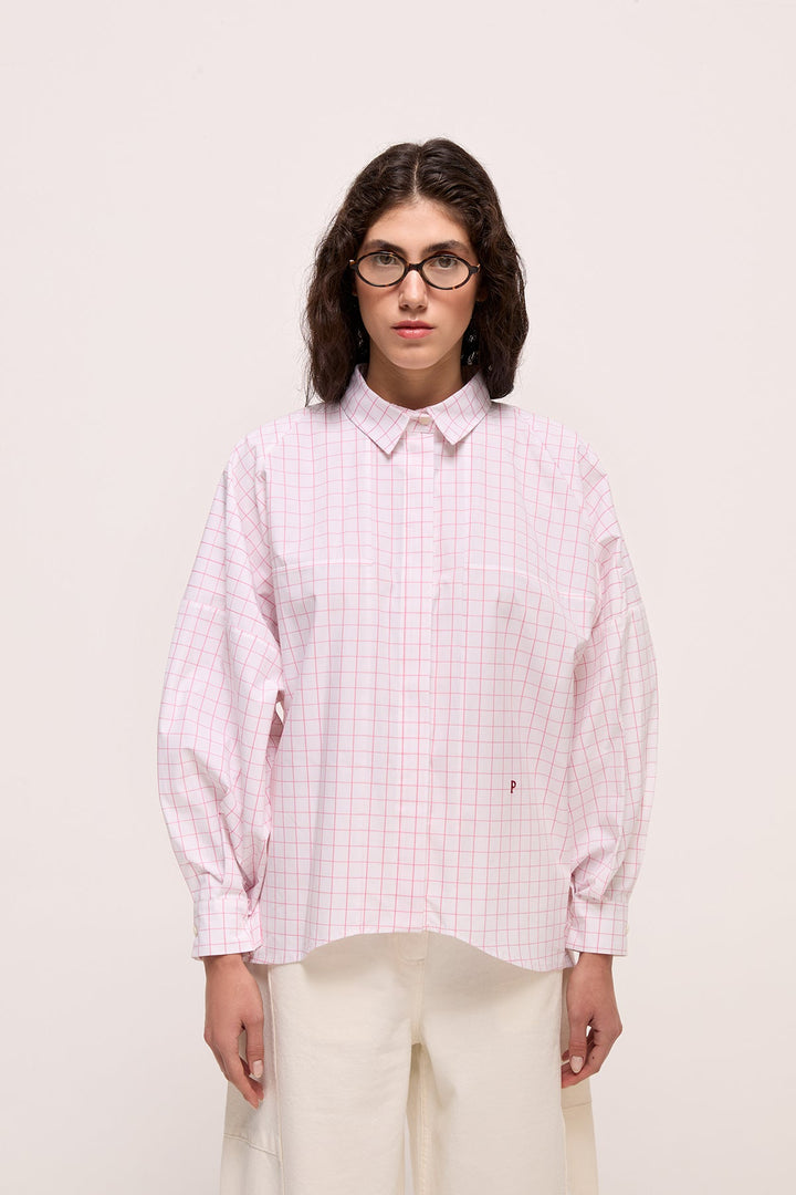 BELICIA - OVERSIZE SHIRT - PINK PLAID