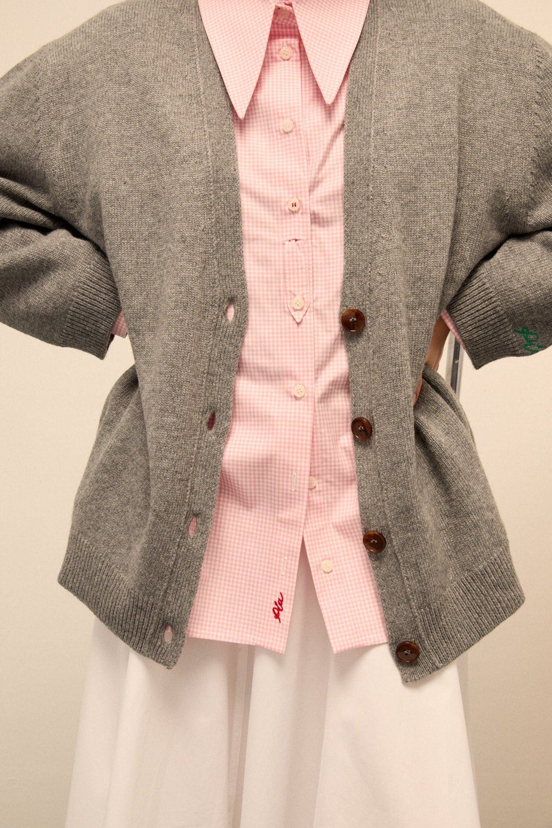 DORA - CASHMERE BLENDED CARDIGAN - GREY MELANGE