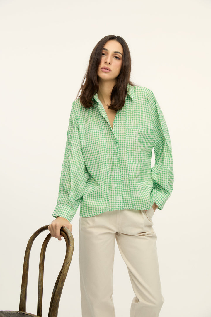 BELICIA - GREEN PLAID OVERSIZE SHIRT