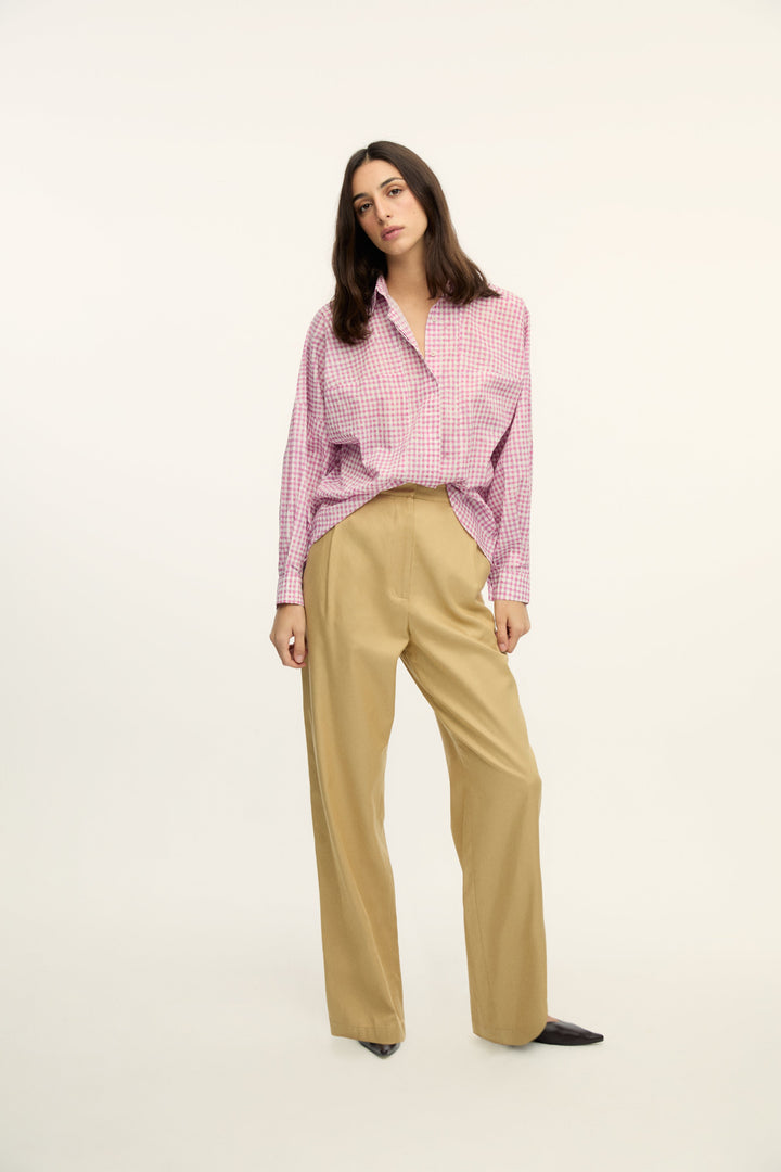 MATIAS - HIGH WAISTED LOOSE FIT PANTS - CREAM YELLOW