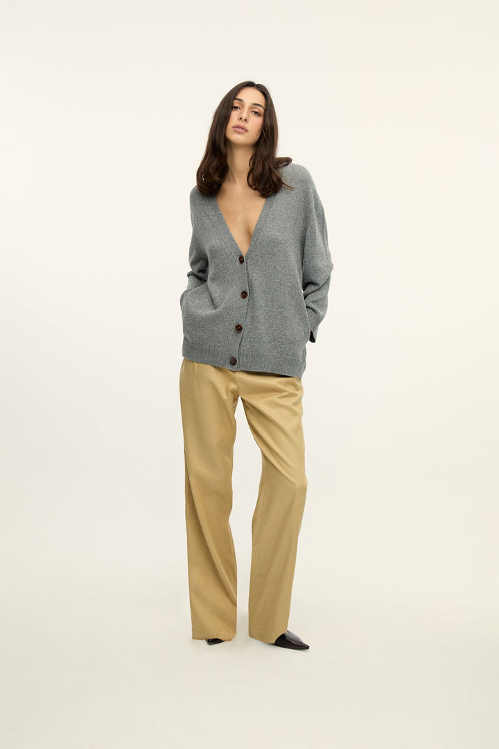 DORA - CASHMERE BLENDED CARDIGAN - GREY MELANGE