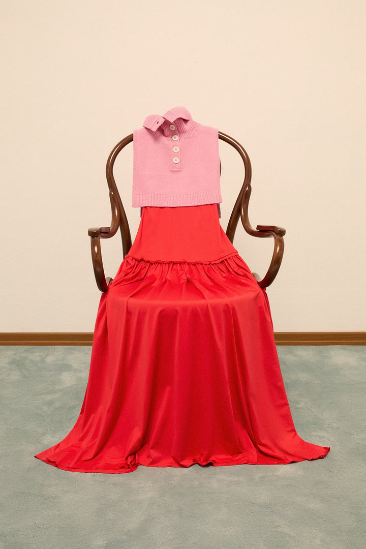 LOLA - ASYMMETRICAL BACK DETAILED DRESS - RED