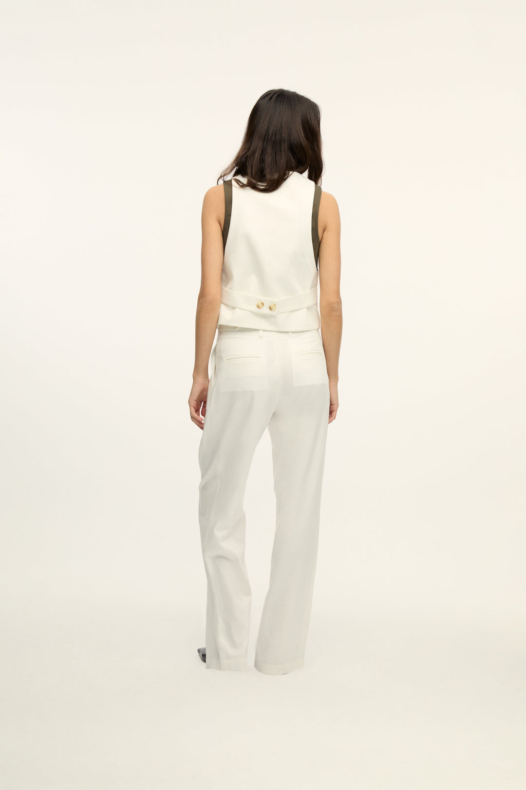 PABLO - HIGH WAISTED PANTS WITH FRONT POCKET DETAIL - ECRU