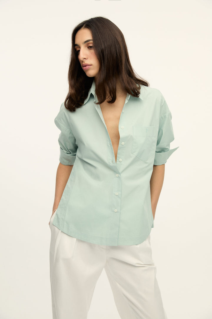 SHIRLEY - MINT Green Poplin Shirt