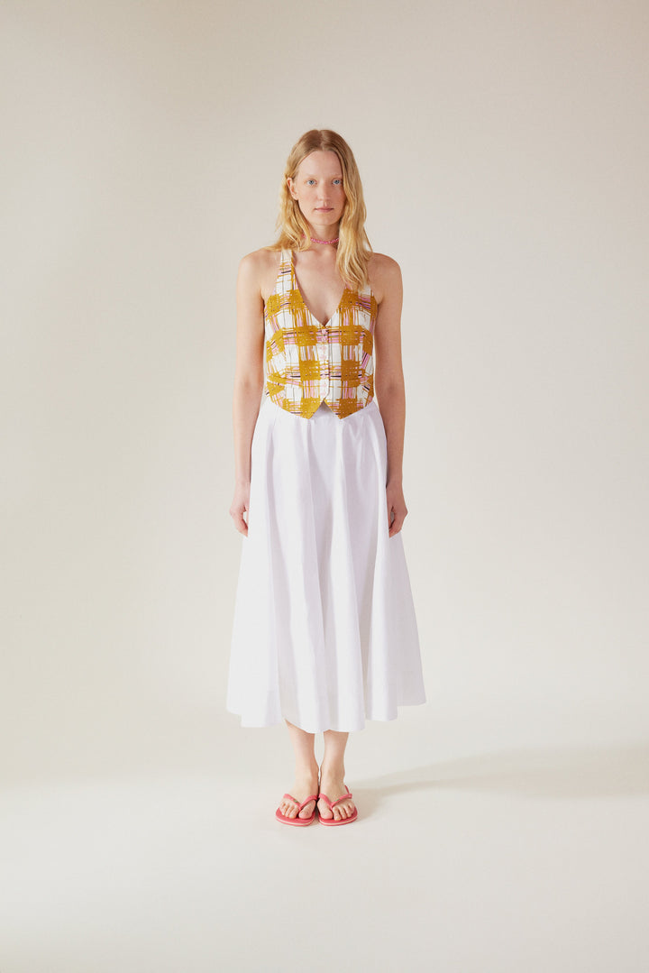 SICILY - Pleated Cotton-Poplin Midi Skirt - White