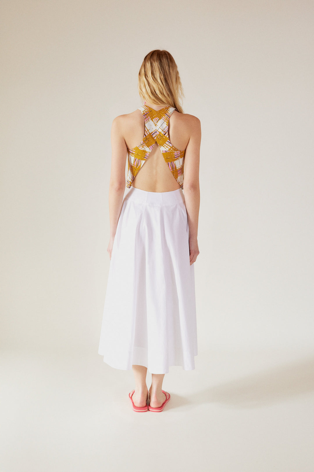 SICILY - Pleated Cotton-Poplin Midi Skirt - White