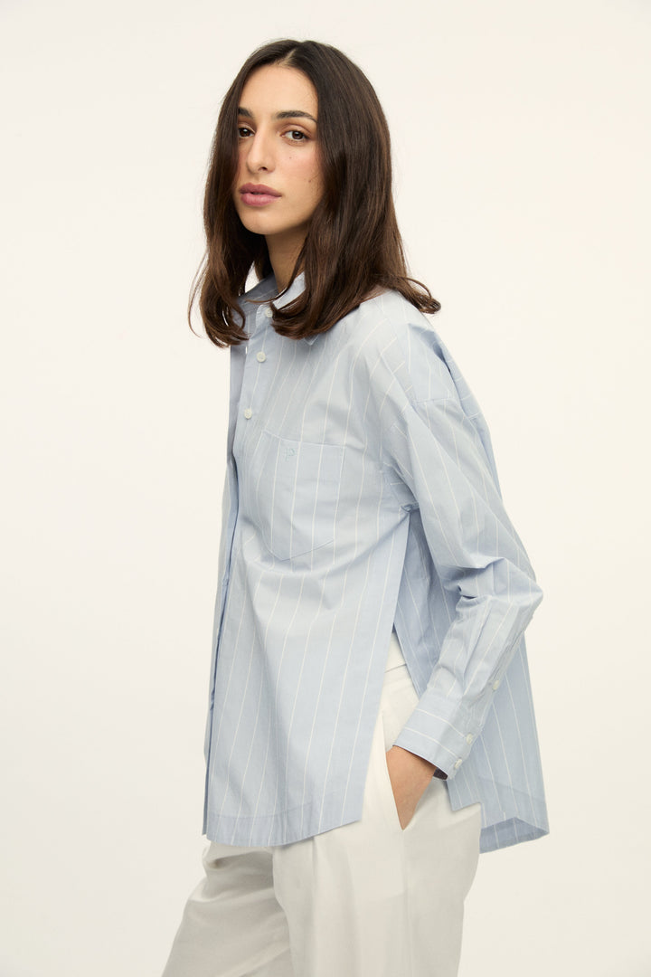 Spike - Light Blue Striped Poplin Shirt