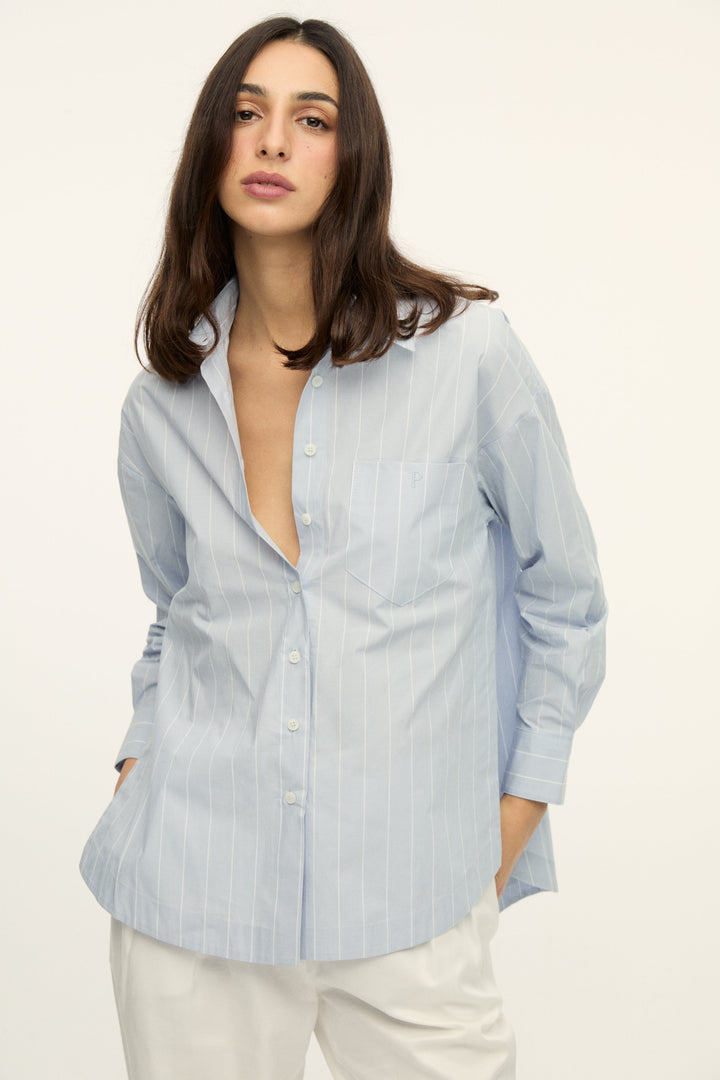 Spike - Light Blue Striped Poplin Shirt